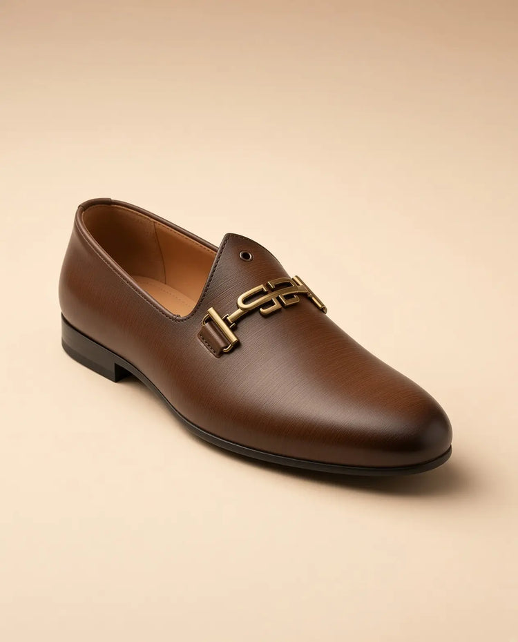 Signature Horsebit Men’s Cognac Leather Loafers – front product view