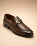 Royal Emblem Men’s Chocolate Brown Leather Loafers – front product view